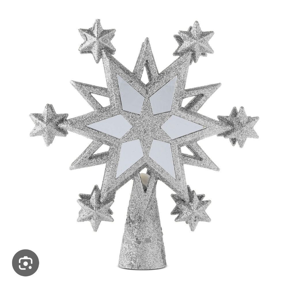NEW! LED Projection Snowflakes Christmas Tree Topper Silver 11", by Holiday Time